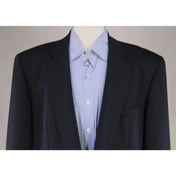 Custom Bespoke Solid Navy Blue w/ US Army Gold Metal Buttons Wool Blazer 42R - Picture 3 of 8